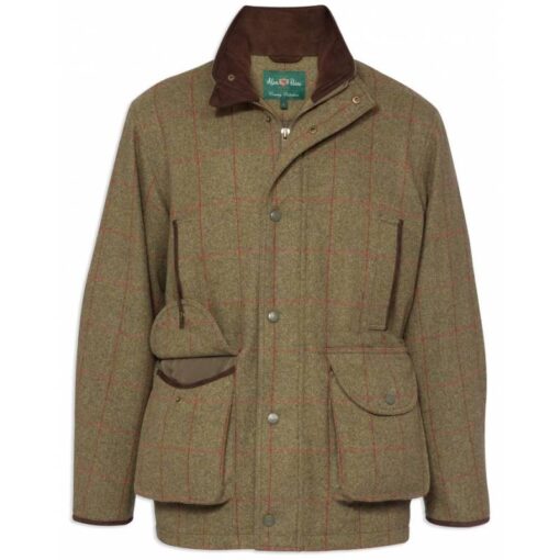 Alan Paine Combrook Mens Waterproof Tweed Shooting Coat In Sage - Shooting Fit