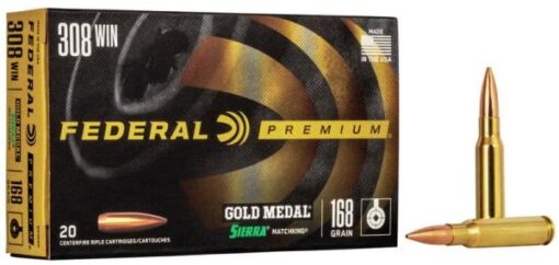 FEDERAL Rifle Cartridges .308Win HPBT MatchKing 168gr 20 Stk 10,9g/168grs