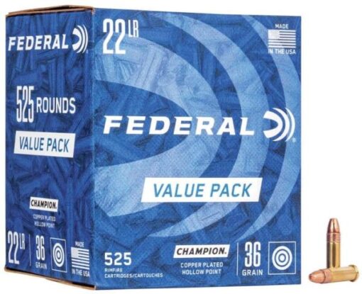 FEDERAL Rimfire Cartridges .22lr HV HP Copper 36 grs 525 Stk FED745